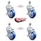 Service Caster 4 Inch Blue Polyurethane Swivel 12mm Threaded Stem Caster Set with Brake SCC-TS20S414-PPUB-BLUE-TLB-M1215-4 - alternate 2